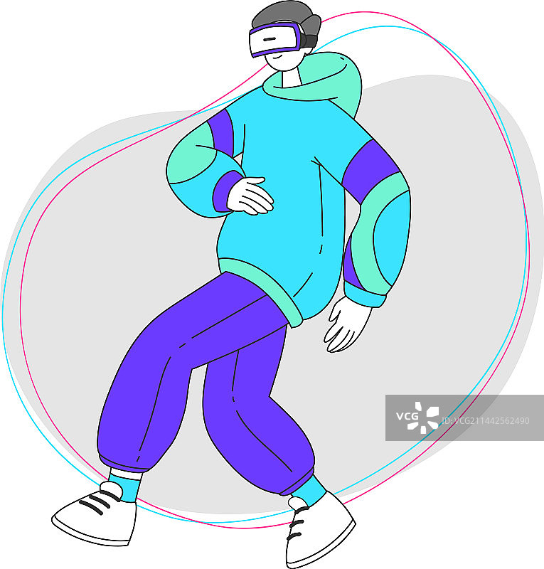 佩戴增强现实眼镜的年轻男人图片素材