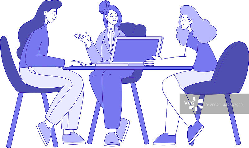 商务女性在桌旁会面图片素材