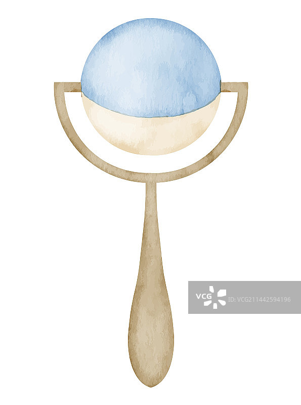 水彩婴儿拨浪鼓玩具手绘图片素材