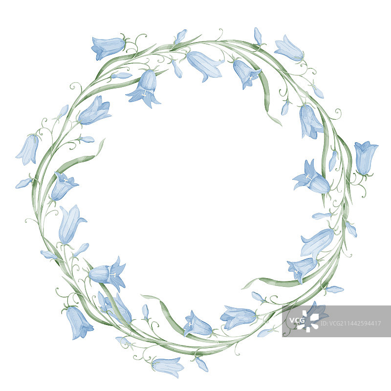 手绘风铃草花环图片素材