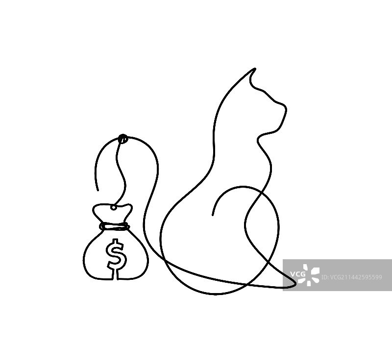 带美元符号的抽象猫剪影图片素材