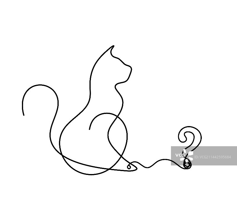 带有问号的抽象猫剪影图片素材