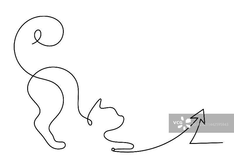 抽象猫剪影与线条方向图片素材