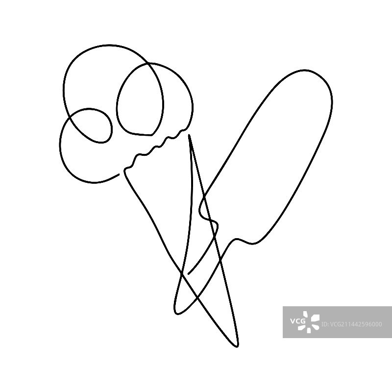 冰淇淋单线简约线性集合图片素材