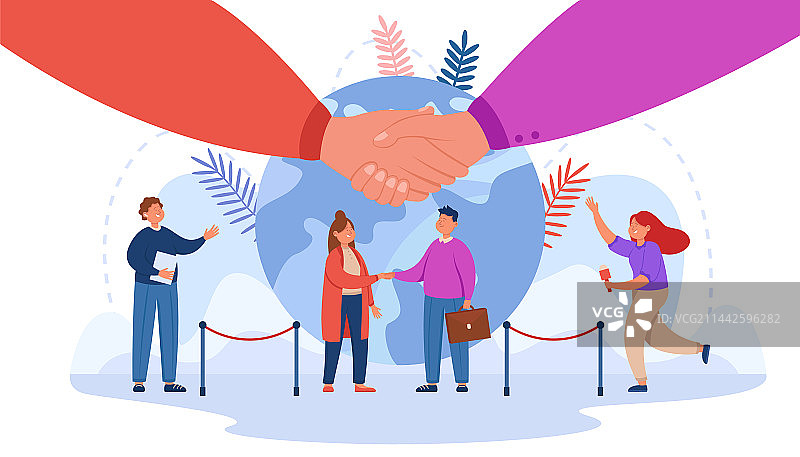 卡通男女握手图片素材