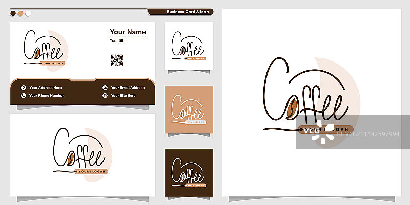 手写线条艺术风格咖啡logo图片素材
