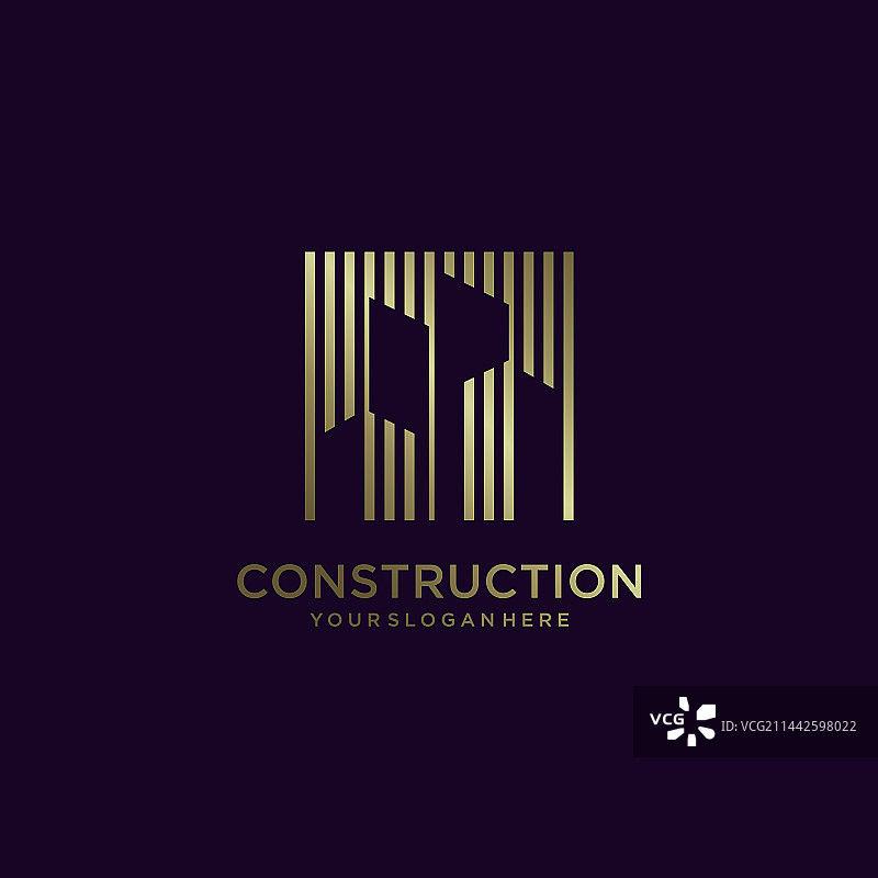 金色建筑logo设计负空间图片素材