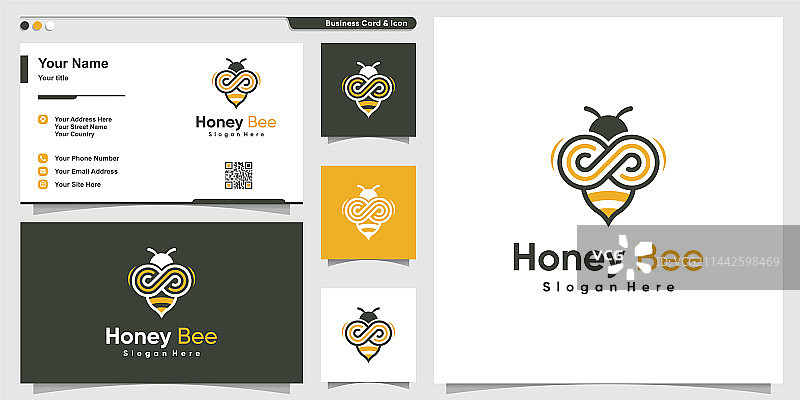 无限线条艺术风格的蜜蜂logo图片素材