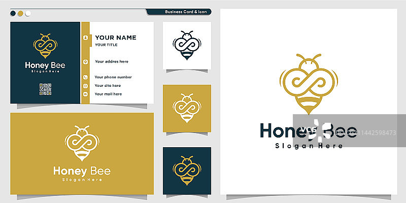 金色无限线条蜜蜂Logo图片素材