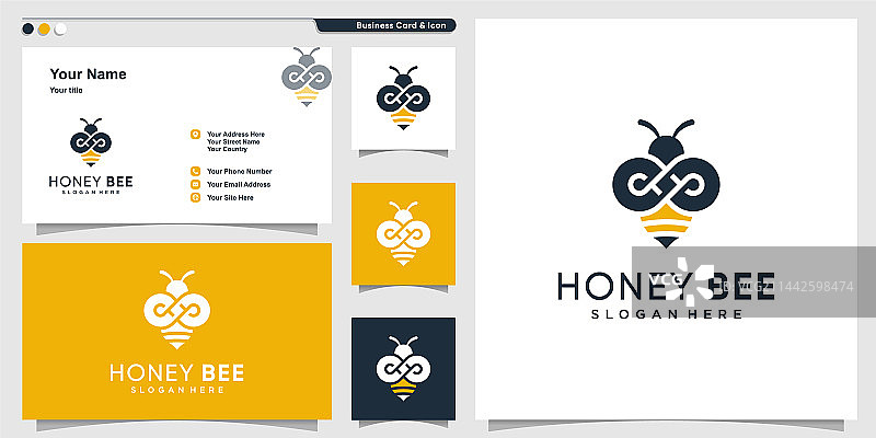 无限轮廓概念蜜蜂Logo图片素材