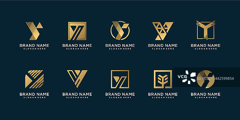 金色Y字母Logo设计合集图片素材