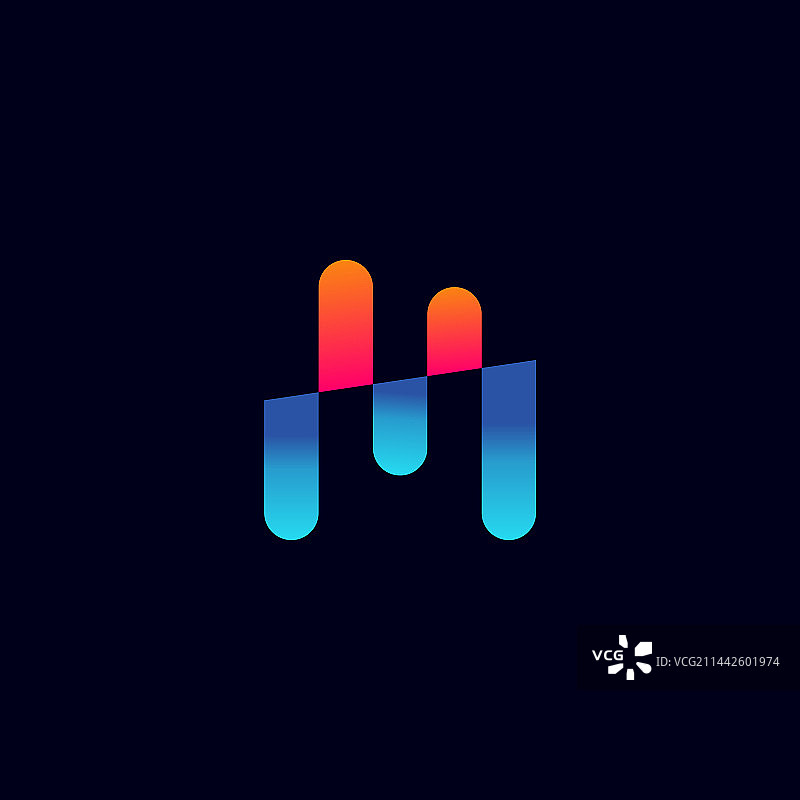 带有渐变的现代字母M Logo模板图片素材