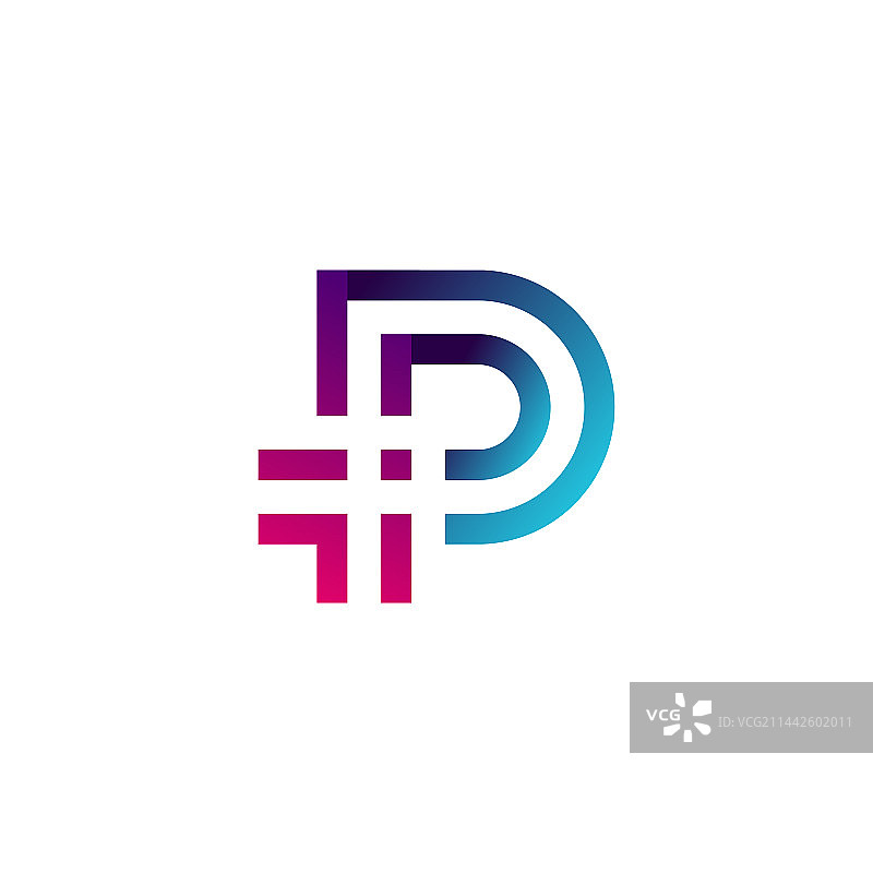 带有渐变的字母P标志设计灵感图片素材