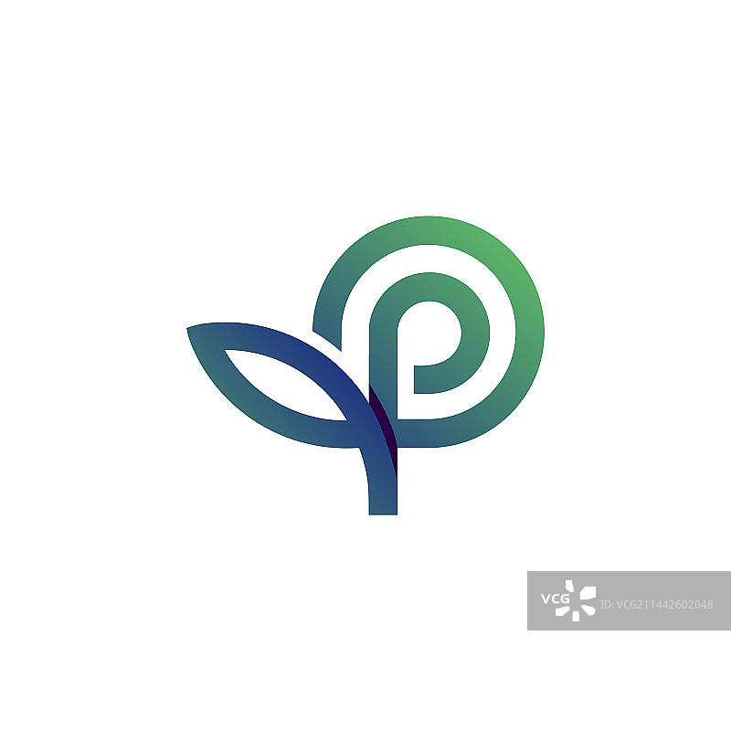 字母P渐变现代标志模板图片素材