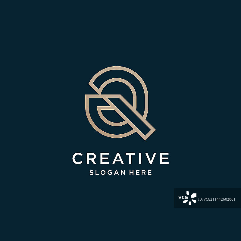 具有新现代独特形状的字母Q标志图片素材