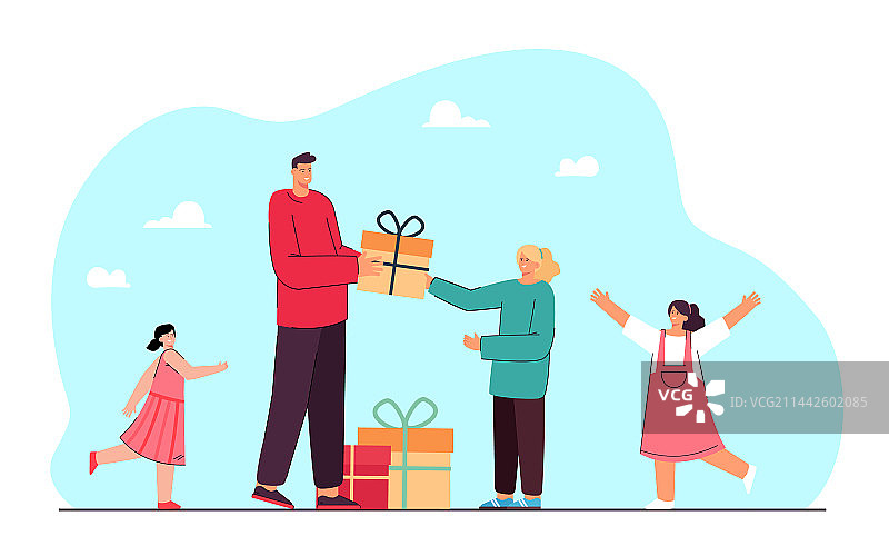 年轻人给女孩送礼物图片素材