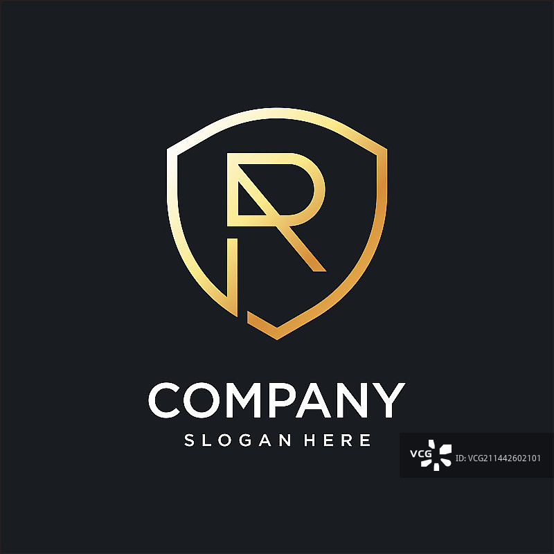 金色盾牌概念R5豪华标志图片素材