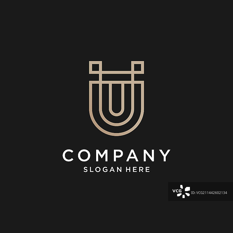 具有现代抽象形状的字母G或U标志图片素材
