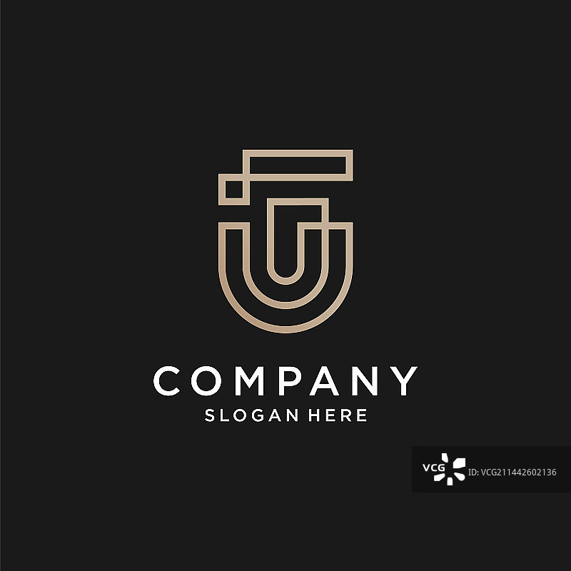 具有现代抽象形状的字母G或U标志图片素材