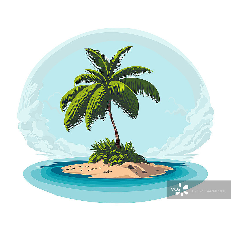 无人居住的棕榈小岛图片素材