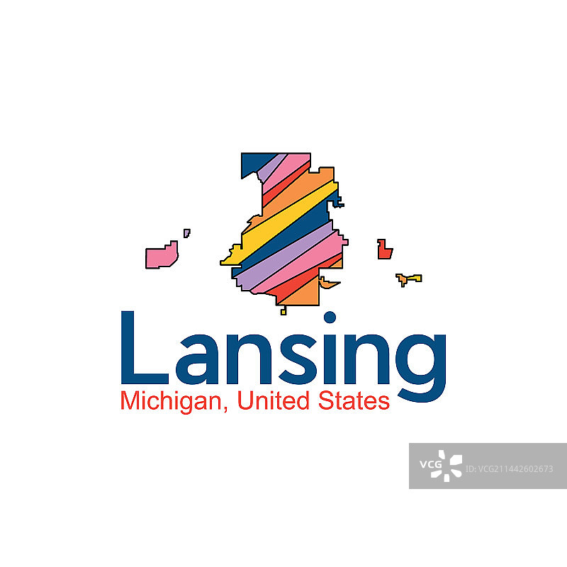 兰辛密歇根城市地图彩色设计图片素材