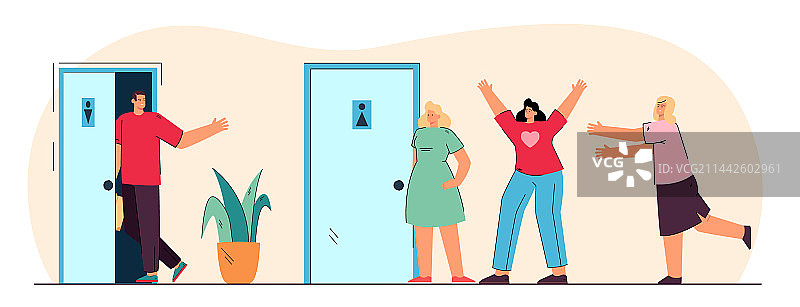 公共场所男女队列对比图片素材