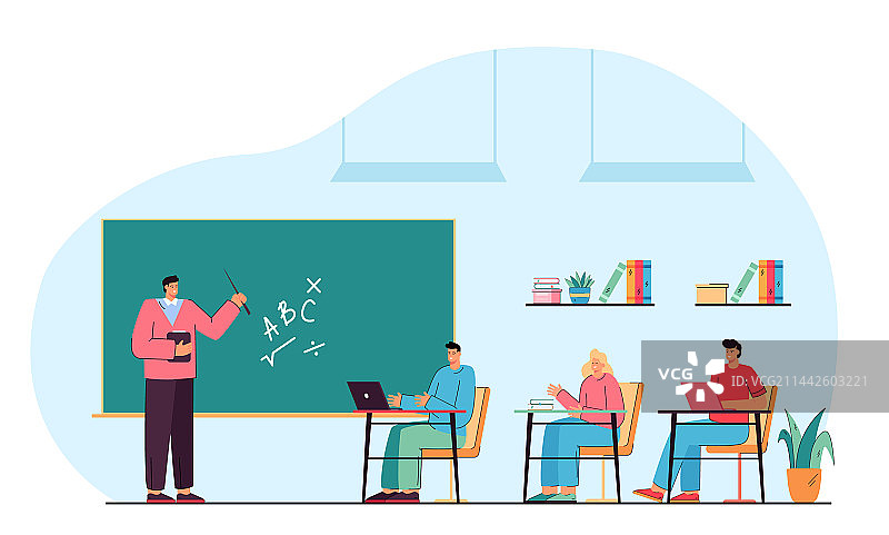 男老师和快乐的学生一起学习图片素材