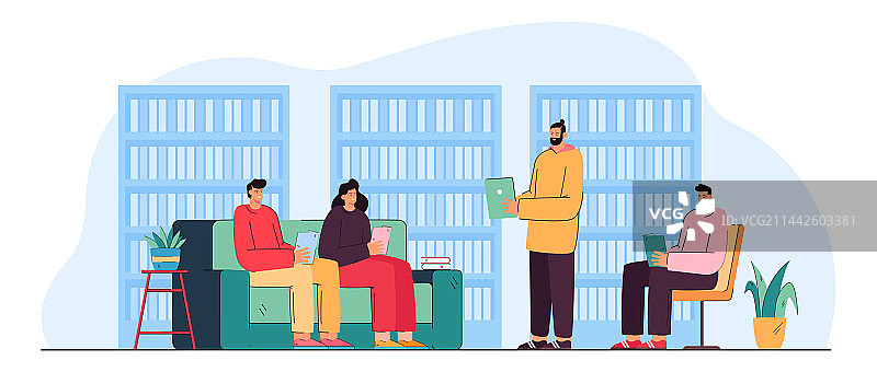 在图书馆里阅读书籍的人们图片素材