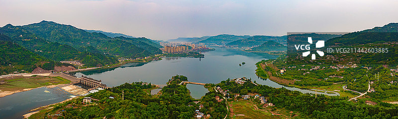 开州区汉丰湖水库全景图图片素材