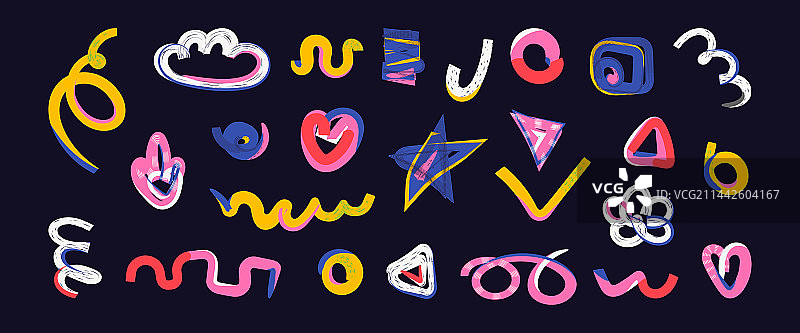 彩色形状和涂鸦元素合集图片素材