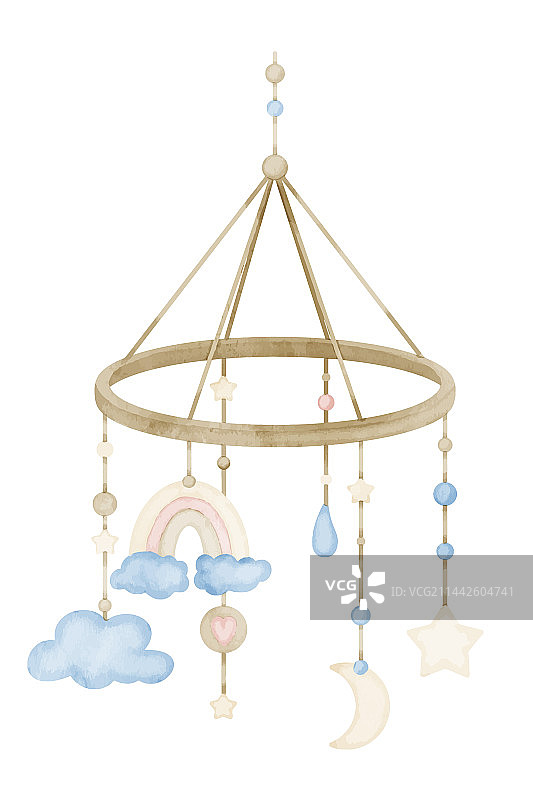手绘水彩儿童悬挂玩具图片素材