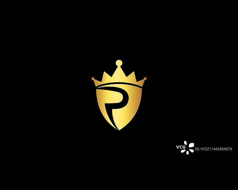 抽象盾牌字母P皇家皇冠logo图片素材