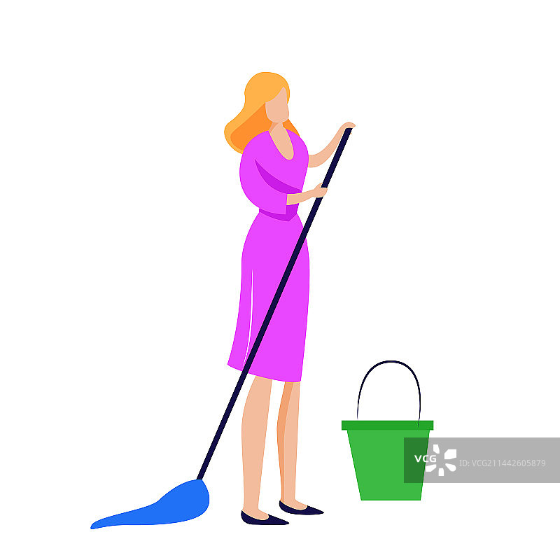 女人在洗地板图片素材