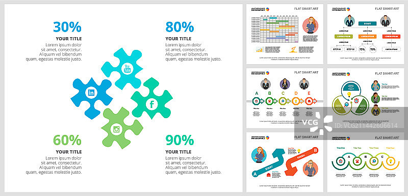 彩色工作流程或研究概念信息图图片素材