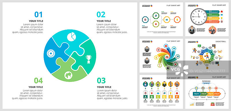 彩色商务规划信息图表合集图片素材