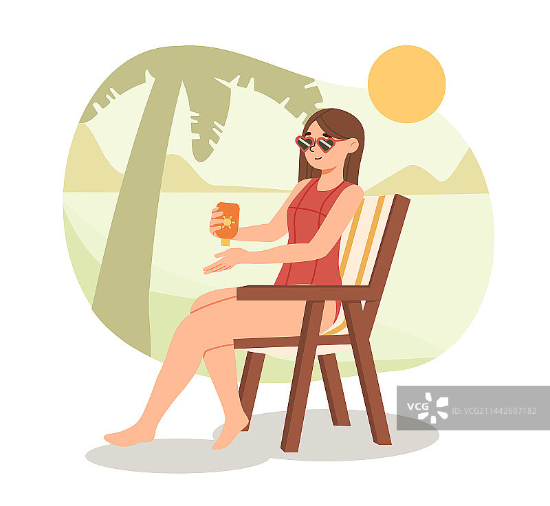 涂抹防晒霜的女孩图片素材