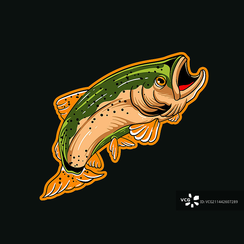 手绘鳟鱼图片素材