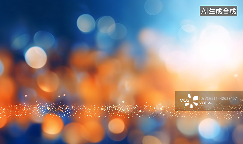 【AI数字艺术】蓝色发光闪耀的光斑背景 三维渲染图片素材