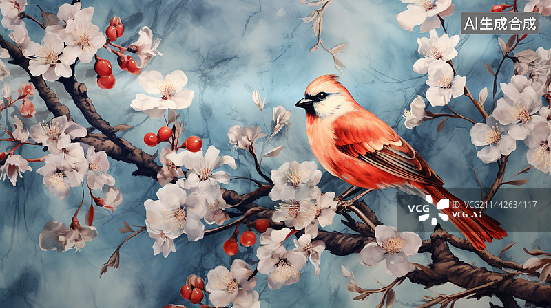 【AI数字艺术】国画水彩插画图片素材