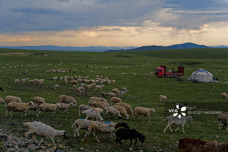 林西县 热水塘 锡林浩特6月风貌 +银河图片素材