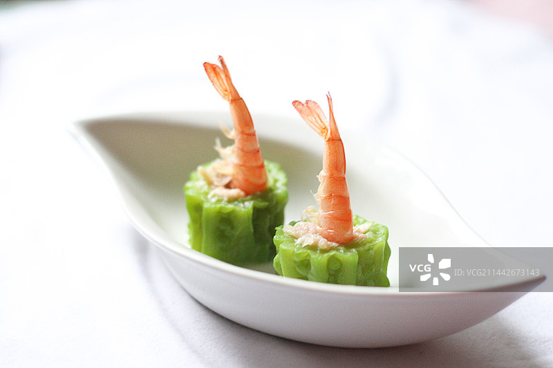 夏日凉菜苦瓜虾图片素材