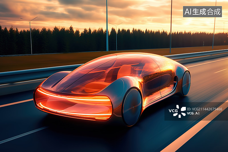 【AI数字艺术】汽车在路上的特写镜头图片素材