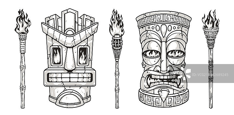 提基面具单色标识套装图片素材