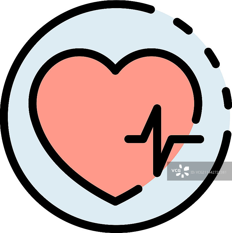 心形脉冲扁平图标图片素材