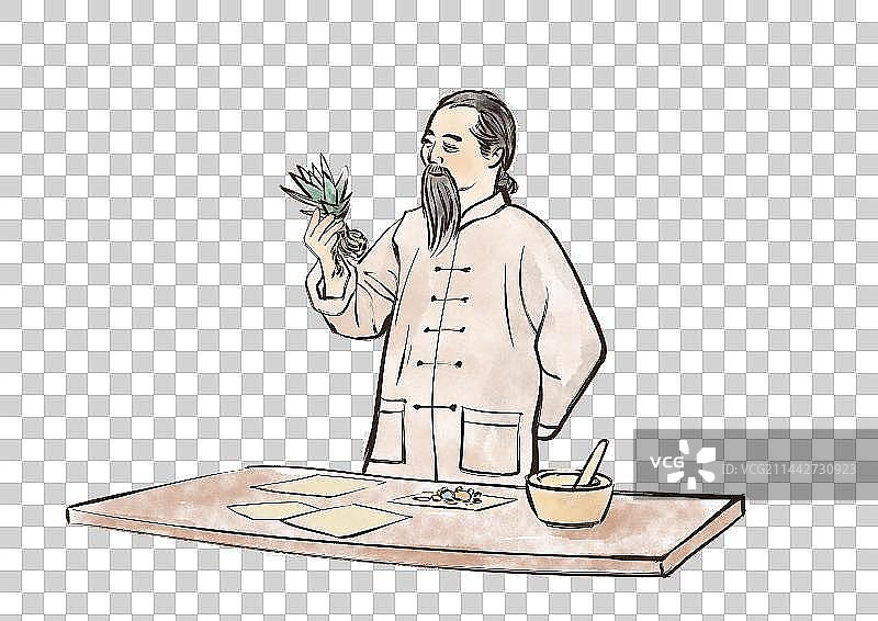 水墨国风古代老中医煮中药采药素材图片素材