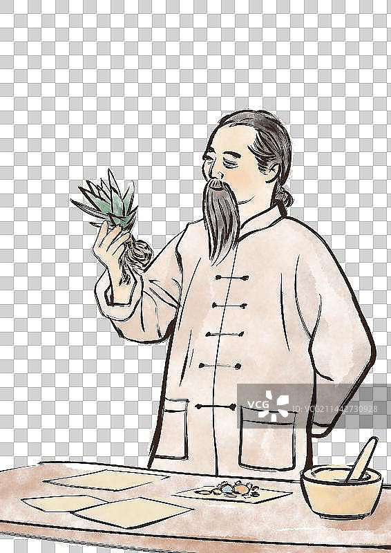 水墨国风古代老中医煮中药采药素材图片素材