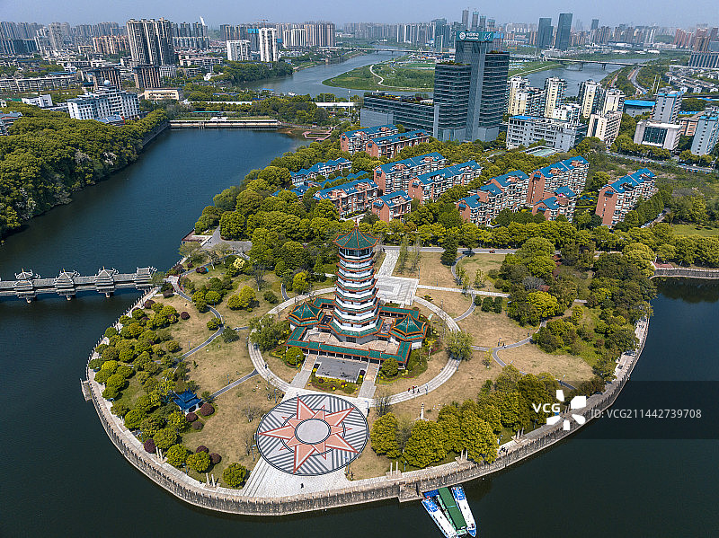 烈士公园-潇湘阁航拍图片素材