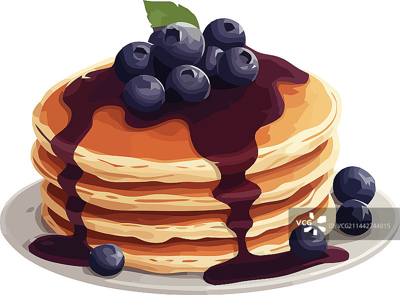 一叠蓝莓煎饼图片素材