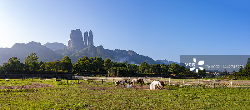 浙江衢州江山市江郎山跑马场航拍图片素材