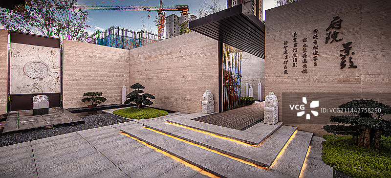 中式园林小路图片素材